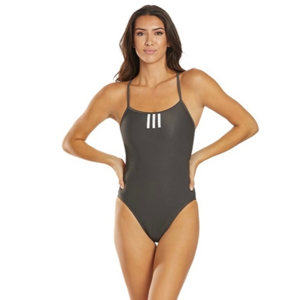 ADIDAS Solid/Stripe C-Back Swimsuit Retails $75
